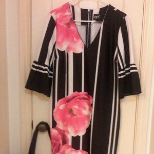 Beautiful Pink Flower Print Dress 8 w/Purse